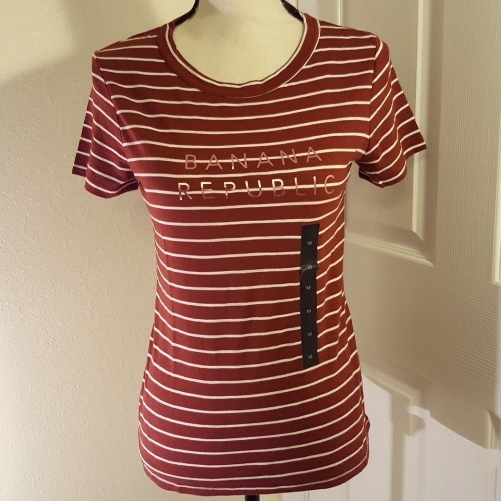 *NWT* BANANA REPUBLIC Brown & White Top, Size XS - Picture 2 of 8